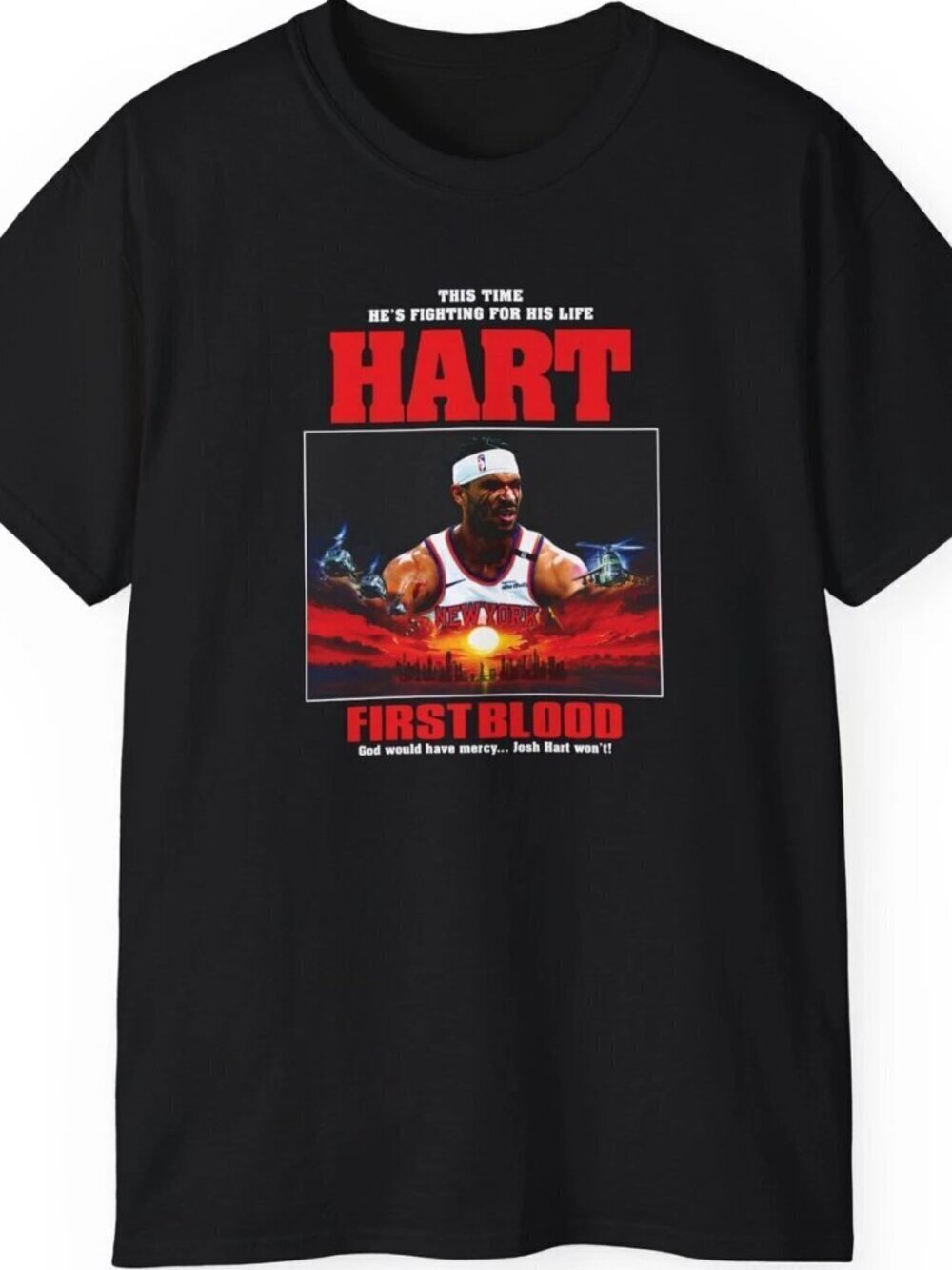 New York Knicks Tee Josh Hart Rambo First Blood 9s Basketball T Shirt